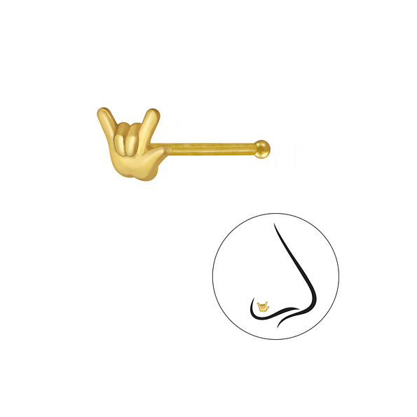 Wholesale Sterling Silver I Love You Nose Stud With Ball - JD3251