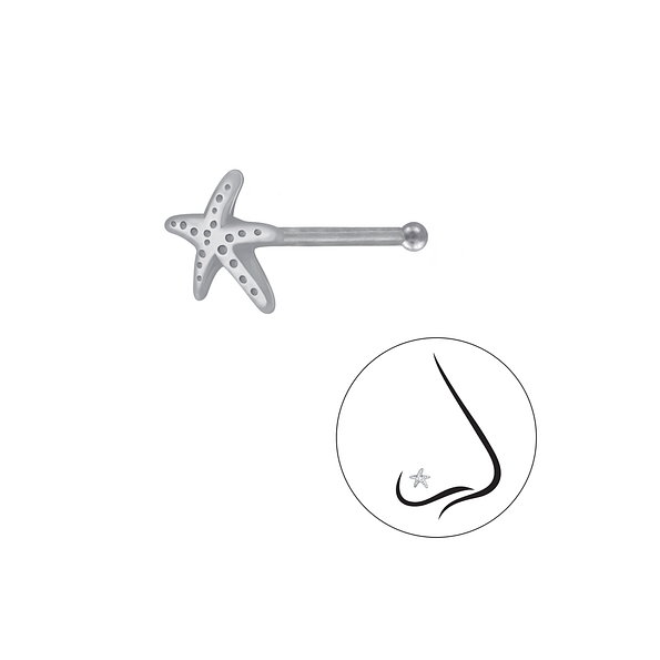 Wholesale Sterling Silver Starfish Nose Stud With Ball - JD3290