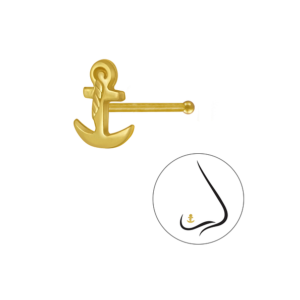 Wholesale Sterling Silver Anchor Nose Stud With Ball - JD3323