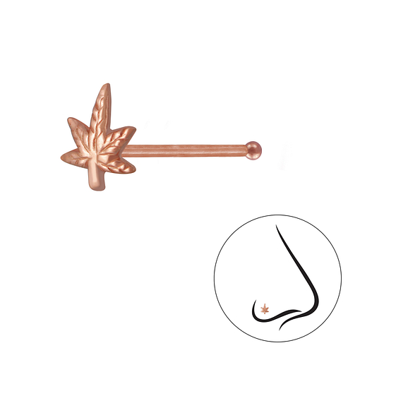 Wholesale Sterling Silver Cannabis Leaf Nose Stud With Ball - JD3283