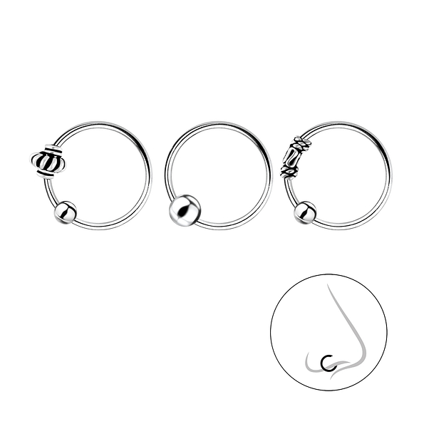 Wholesale 10mm Sterling Silver Ball Closure Ring Set - 3 Pack - JD7823