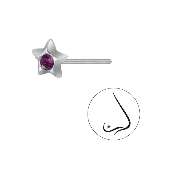 Wholesale Sterling Silver Star Nose Crystal Stud - JD3262