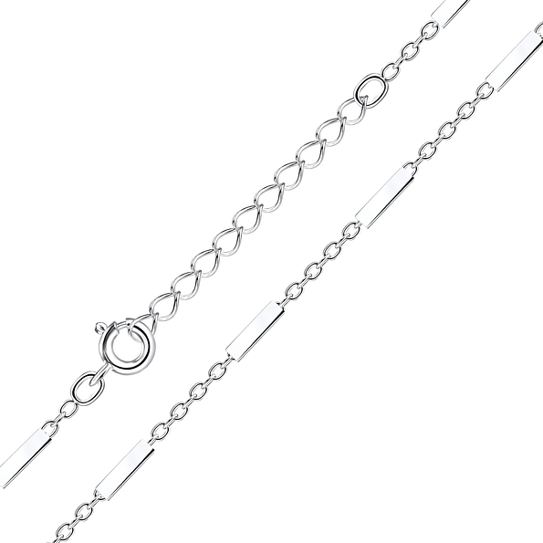 Wholesale 35cm Sterling Silver Cable Bar Choker Necklace With Extension - JD8757