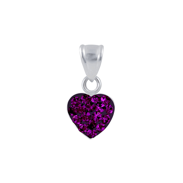Wholesale Sterling Silver Crystal Heart Pendant - JD2821
