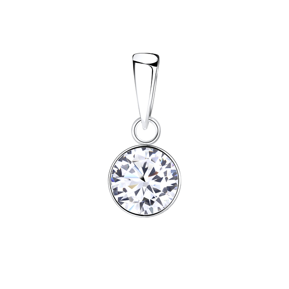 Wholesale 7mm Round Cubic Zirconia Sterling Silver Pendant - JD1959