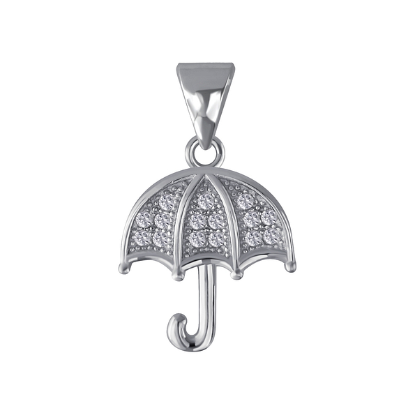 Wholesale Sterling Silver Umbrella Cubic Zirconia Pendant - JD3047