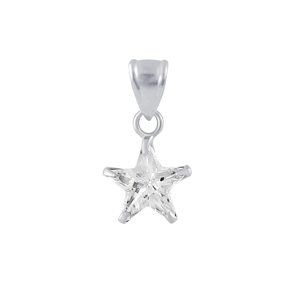 Wholesale 8mm Sterling Silver Star Cubic Zirconia Pendant - JD2181