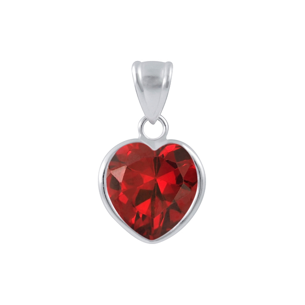 Wholesale 10mm Heart Cubic Zirconia Sterling Silver Pendant - JD2027