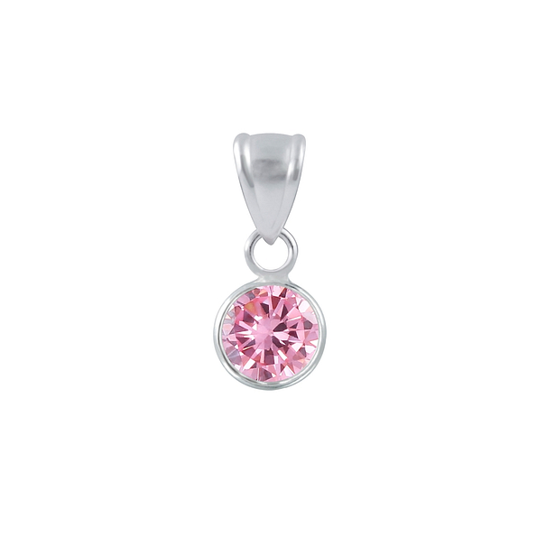 Wholesale 6mm Round Cubic Zirconia Sterling Silver Pendant - JD1958