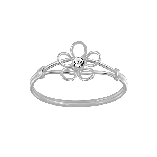 Wholesale Sterling Silver Flower Crystal Ring - JD3581