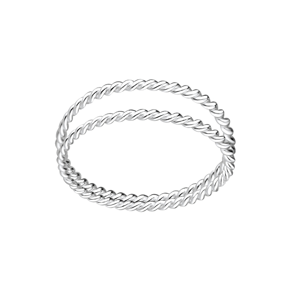 Wholesale Sterling Silver Twisted Double Line Ring - JD1673