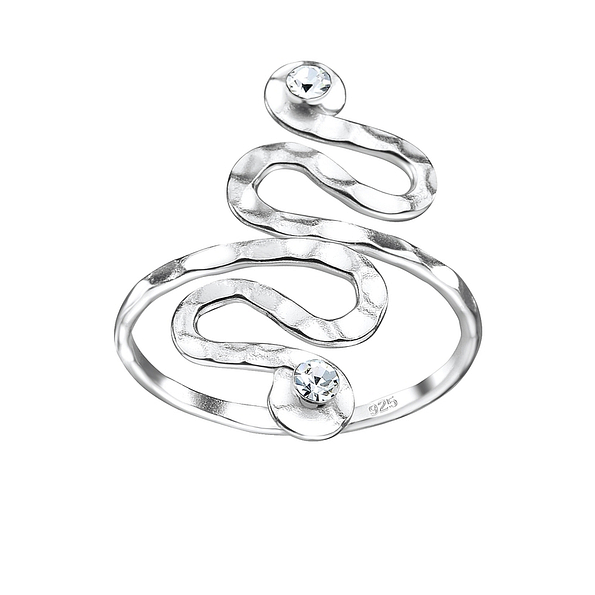 Wholesale Sterling Silver Spiral Crystal Ring - JD7616
