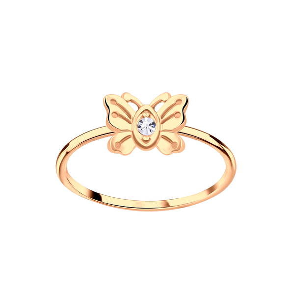 Wholesale Sterling Silver Butterfly Crystal Ring - JD5780