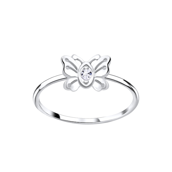 Wholesale Sterling Silver Butterfly Crystal Ring - JD5644