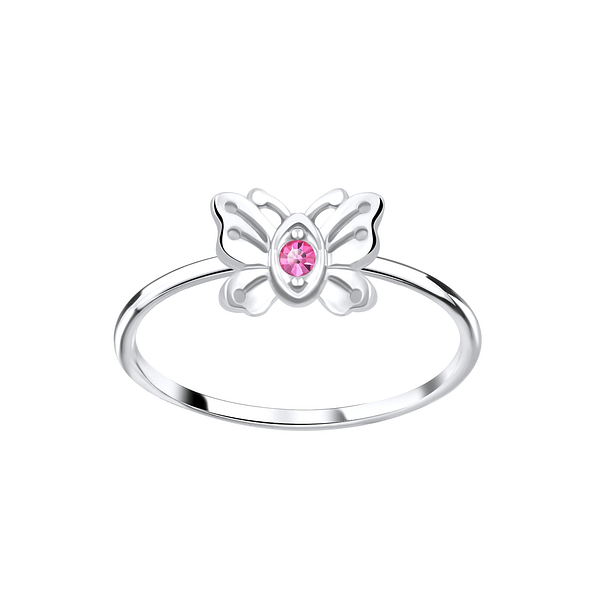Wholesale Sterling Silver Butterfly Crystal Ring - JD5645