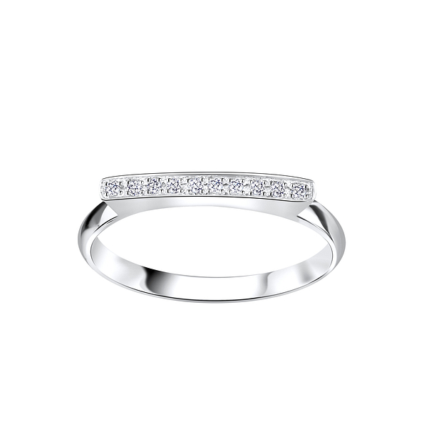 Wholesale Sterling Silver Bar Cubic Zirconia Ring - JD4577