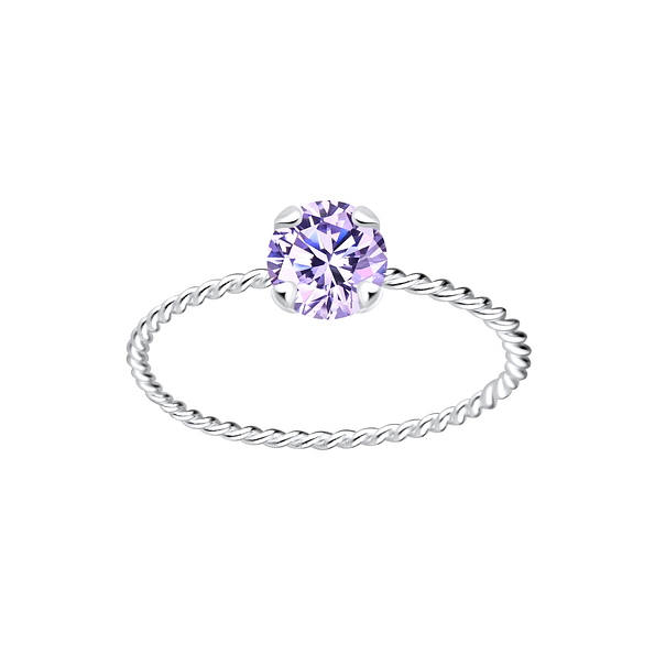 Wholesale Sterling Silver Twisted Band Solitaire Ring - JD3663