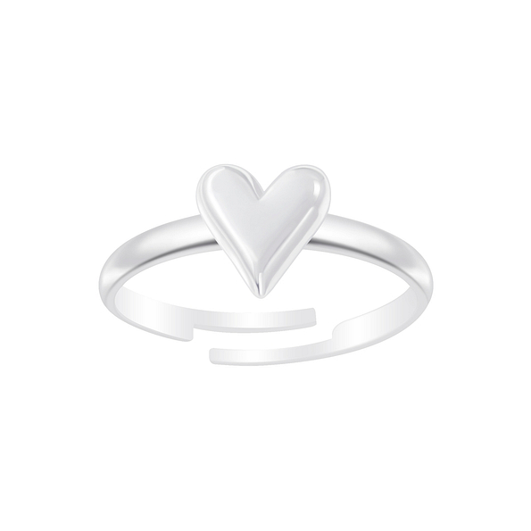 Wholesale Sterling Silver Heart Adjustable Ring - JD6935