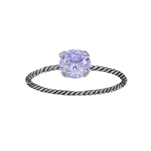 Wholesale Sterling Silver Twisted Band Solitaire Ring - JD3669