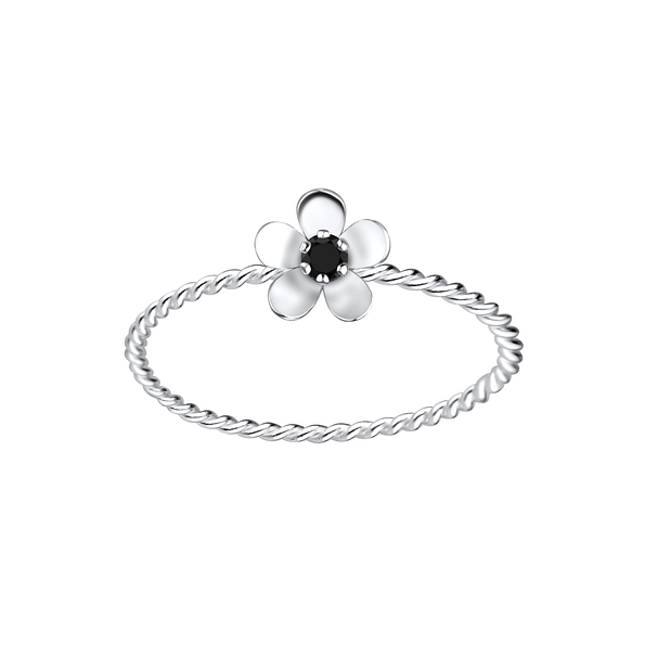 Wholesale Sterling Silver Flower Cubic Zirconia Ring - JD4305