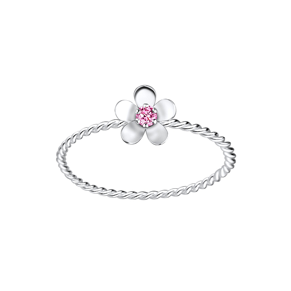 Wholesale Sterling Silver Flower Cubic Zirconia Ring - JD4302
