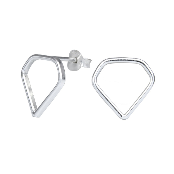 Wholesale Sterling Silver Diamond Shaped Ear Studs - JD1234