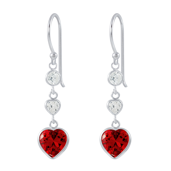 Wholesale Sterling Silver Heart Cubic Zirconia Dangle Earrings - JD2631