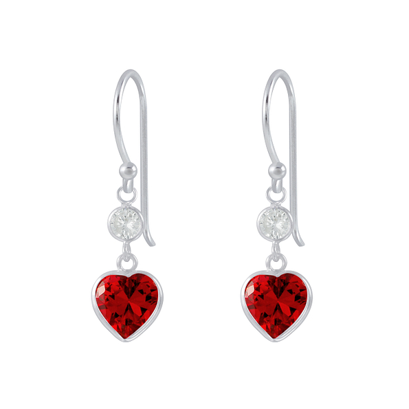 Wholesale Sterling Silver Heart Cubic Zirconia Dangle Earrings - JD2628