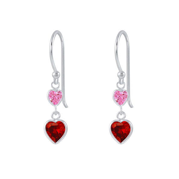 Wholesale Sterling Silver Heart Cubic Zirconia Dangle Earrings - JD2635