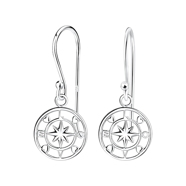 Wholesale Sterling Silver Love Compass Earrings - JD10619