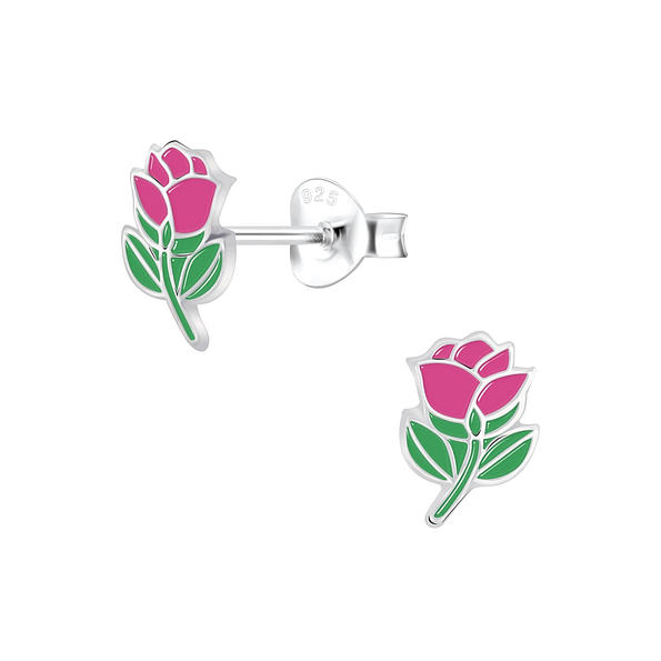 Wholesale Sterling Silver Rose Ear Studs - JD6070