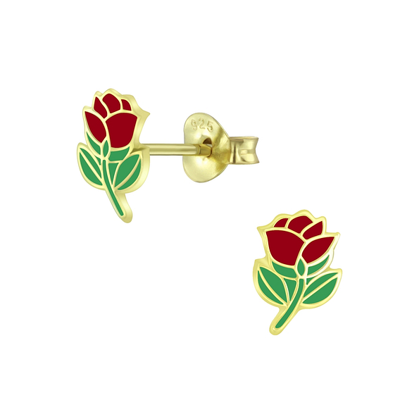 Wholesale Sterling Silver Rose Ear Studs - JD5907