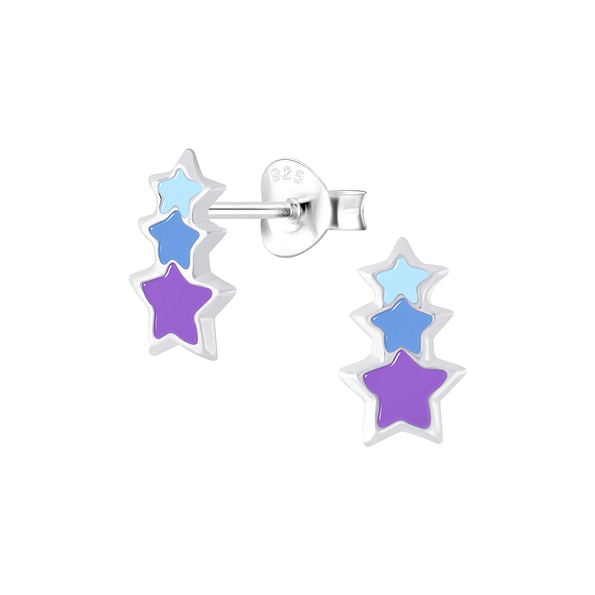 Wholesale Sterling Silver Triple Star Ear Studs - JD6001