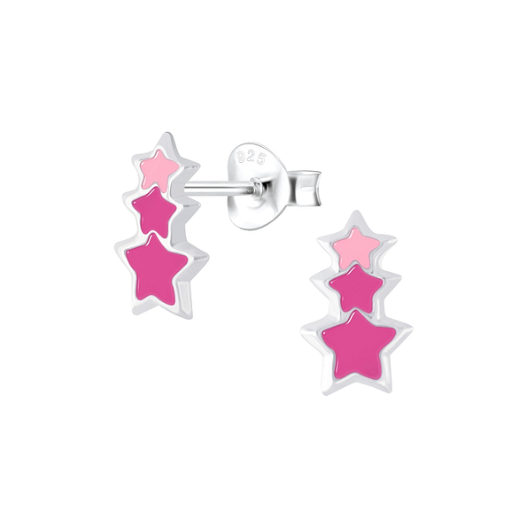 Wholesale Sterling Silver Triple Star Ear Studs - JD5999