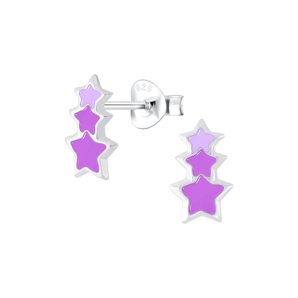 Wholesale Sterling Silver Triple Star Ear Studs - JD6000