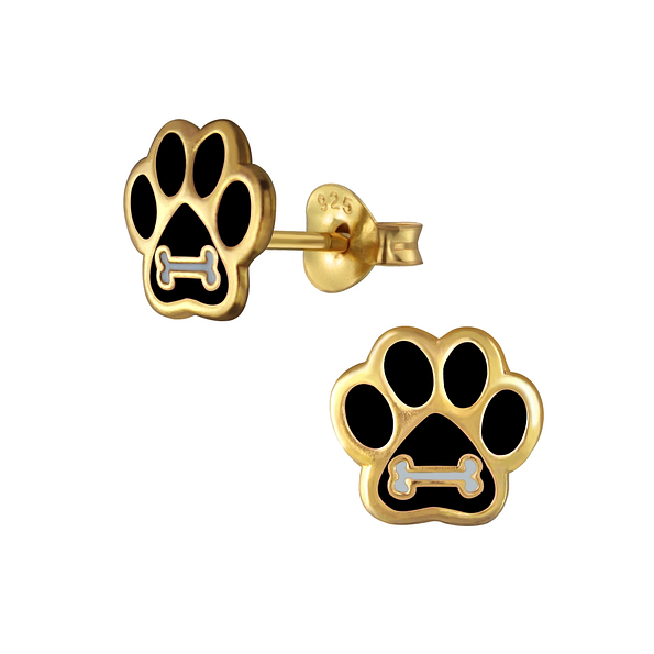 Wholesale Sterling Silver Paw Print Ear Studs - JD2742