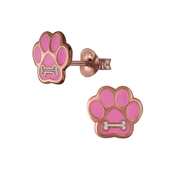 Wholesale Sterling Silver Paw Print Ear Studs - JD2739