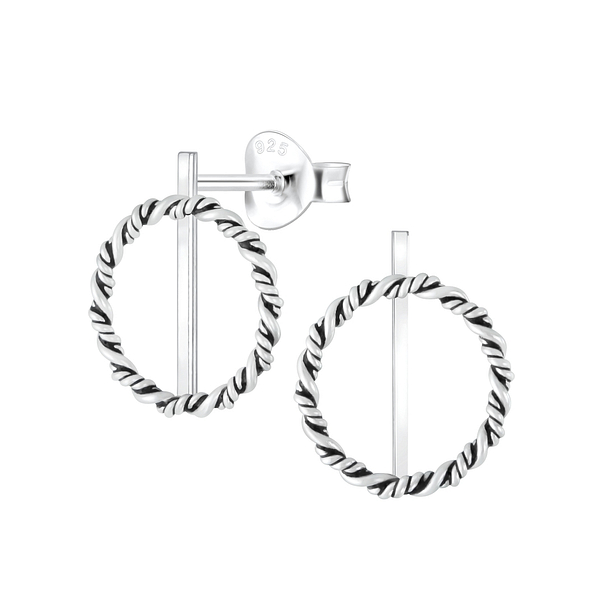 Wholesale Sterling Silver Twisted Circle Ear Studs - JD2599