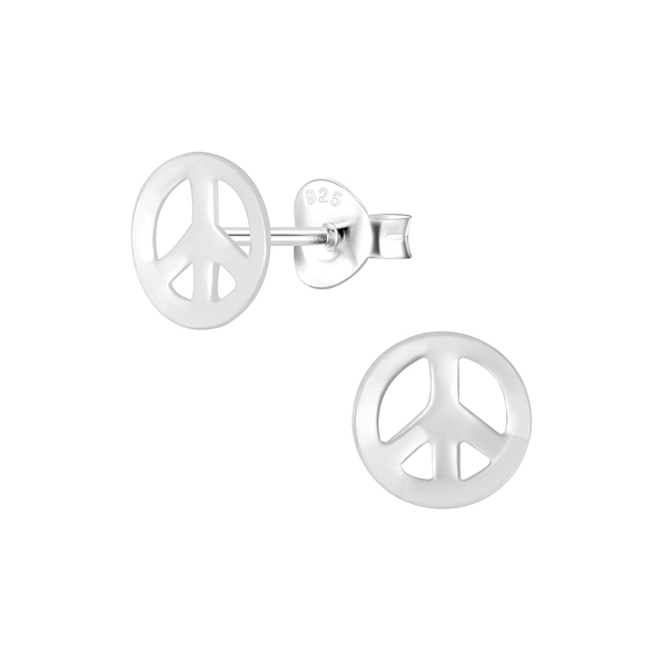 Wholesale Sterling Silver Peace Symbol Ear Studs - JD4763