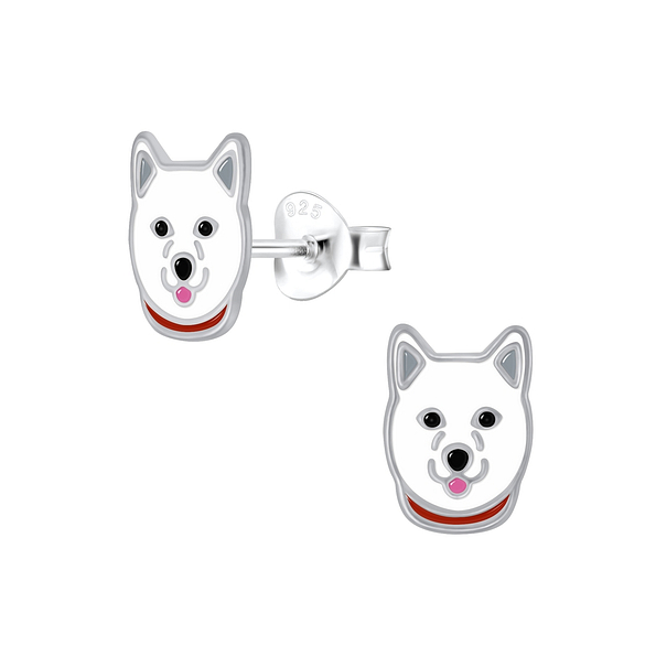 Wholesale Sterling Silver Husky Dog Ear Studs - JD3862