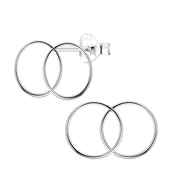 Wholesale Sterling Silver Double Circle Ear Studs - JD5018