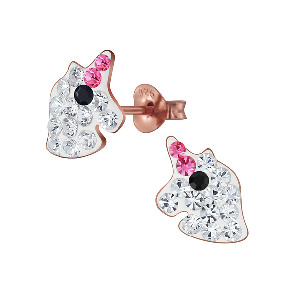 Wholesale Sterling Silver Unicorn Crystal Ear Studs - JD4412