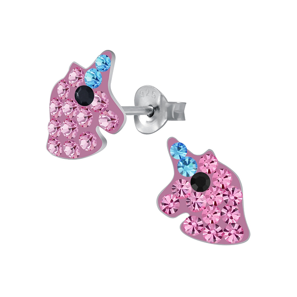 Wholesale Sterling Silver Unicorn Crystal Ear Studs - JD4413