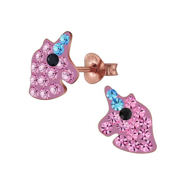 Wholesale Sterling Silver Unicorn Crystal Ear Studs - JD4415