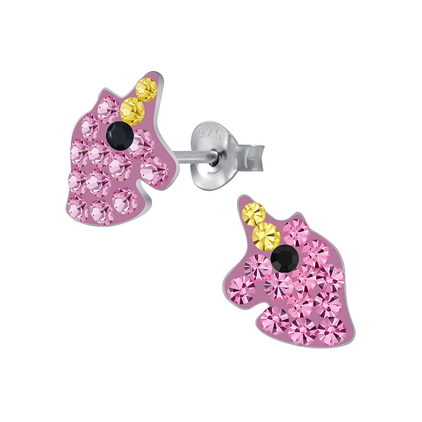 Wholesale Sterling Silver Unicorn Crystal Ear Studs - JD4416