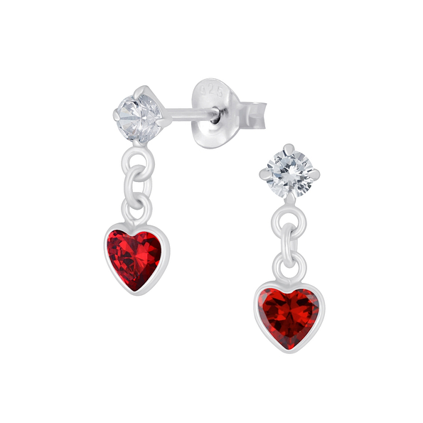 Wholesale Sterling Silver Heart Cubic Zirconia Drop Ear Studs - JD5083