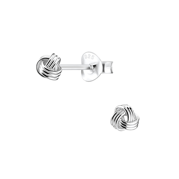 Wholesale 4mm Sterling Silver Knot Ear Studs - JD4876