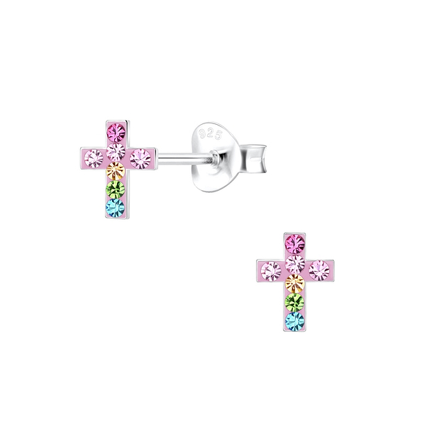 Wholesale Sterling Silver Cross Ear Studs - JD10585