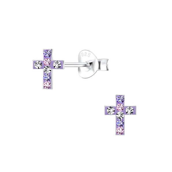 Wholesale Sterling Silver Cross Ear Studs - JD10584