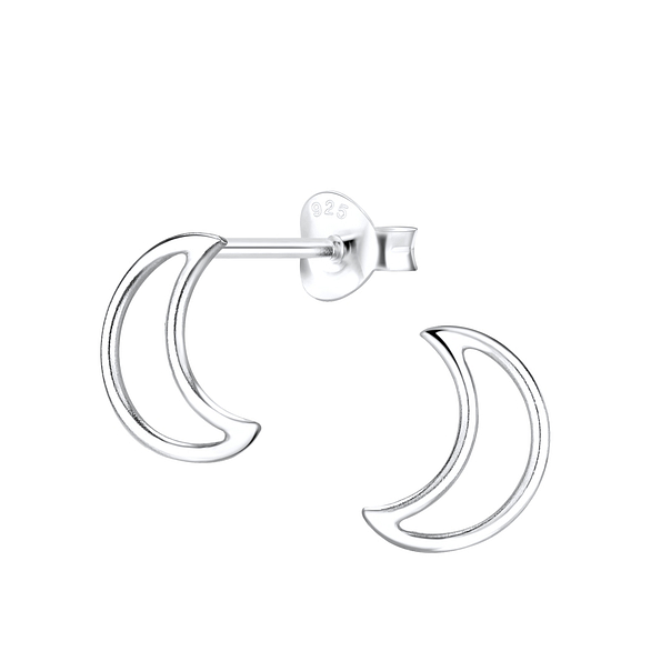 Wholesale Sterling Silver Half Moon Ear Studs - JD2898